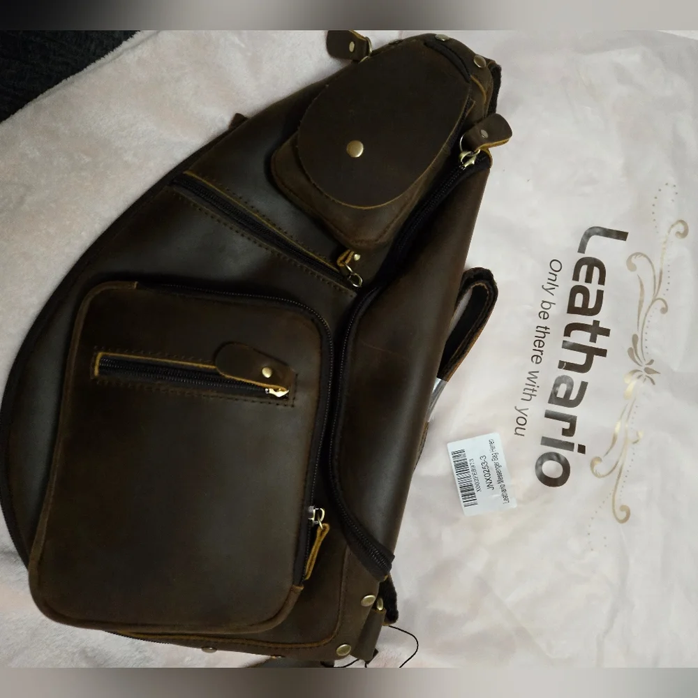 Leathario Leather Sling Brown Bag